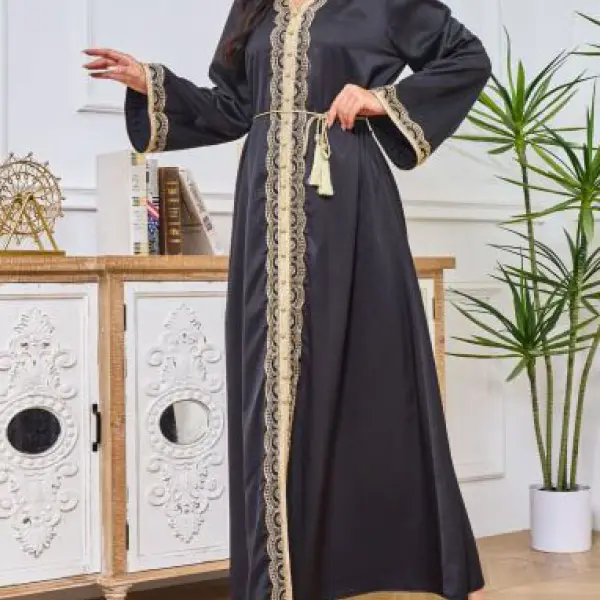 Embroidered Lace Fashionable Ramadhan Abaya Dress Only $73.99 - Elementnice.com 