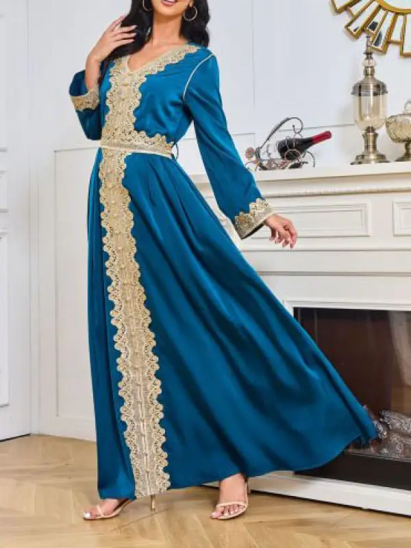 Fashionable High-end Embroidered Lace Robe Dress - Anrider.com 