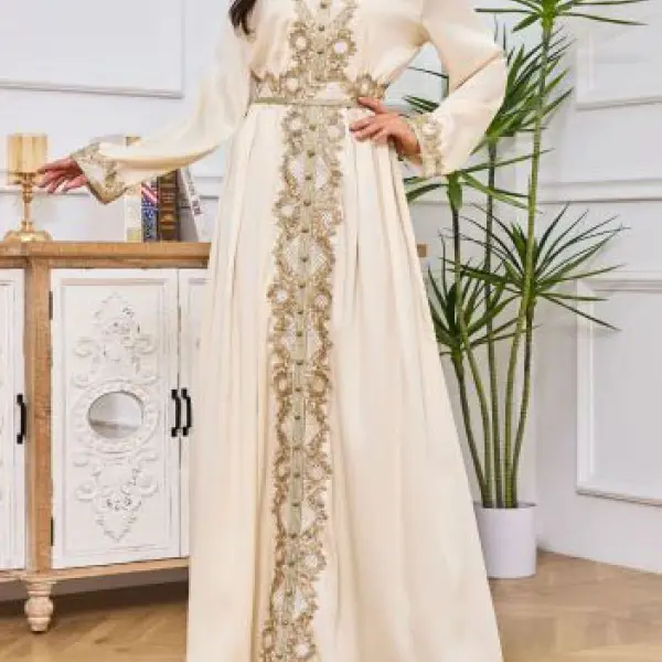 Stylish Arabic Muslim Embroidered Abaya Dress Only $99.99 - Elementnice.com 