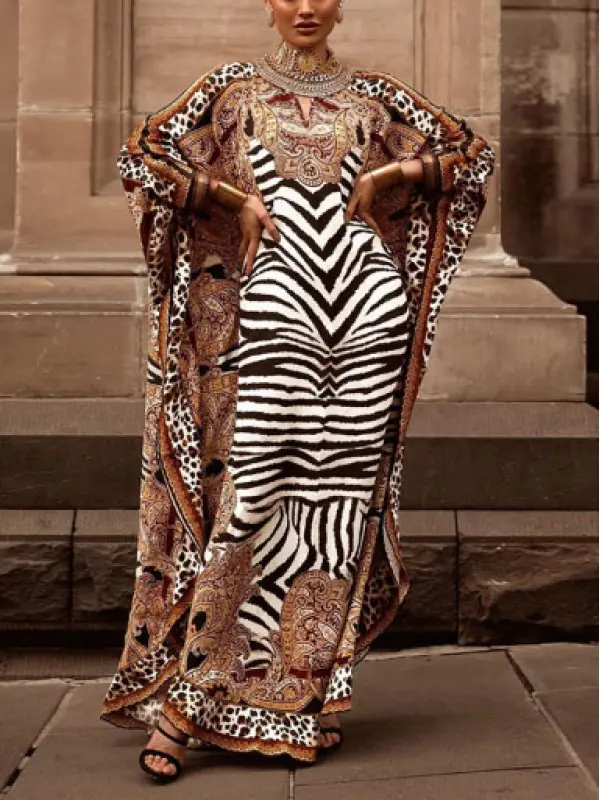 Stylish Leopard Print Ramadan Kaftan Dress - Realyiyishop.com 