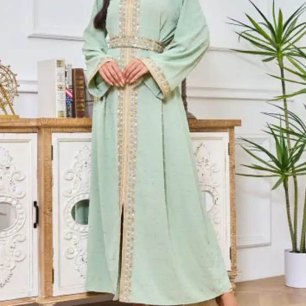 Stylish And Comfortable Moroccan Muslim Embroidered Dress Robe Only $69.99 - Elementnice.com 
