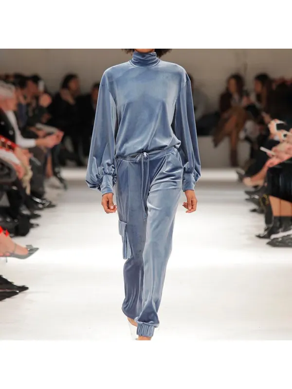 Velvet Stand Collar Sports Wind Suit - Viewbena.com 