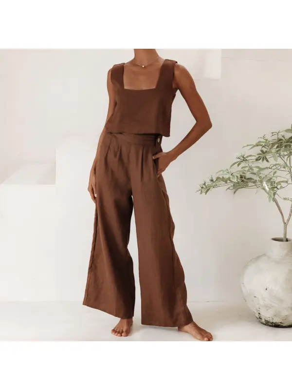 Women's Minimalist Linen Loose Set - Machoup.com 