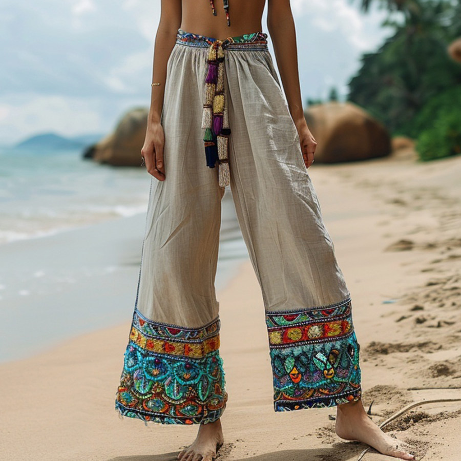 

Retro Long Linen Trousers For Women Casual Long Linen Trousers