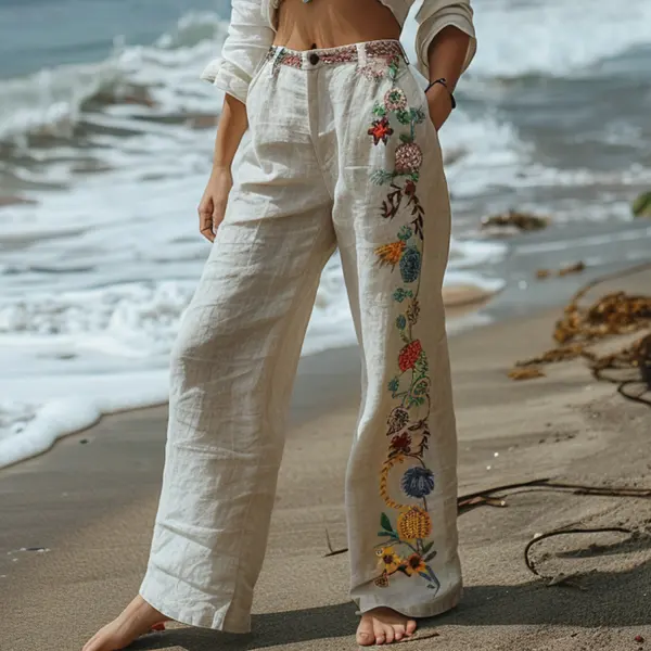 Resort Ethnic Print Loose Trousers - Wayrates.com 