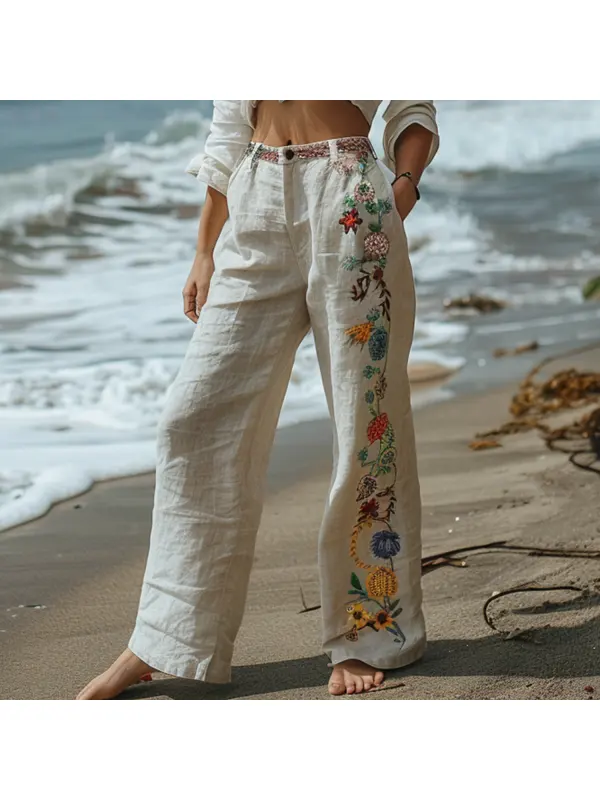 Resort Ethnic Print Loose Trousers - Anrider.com 