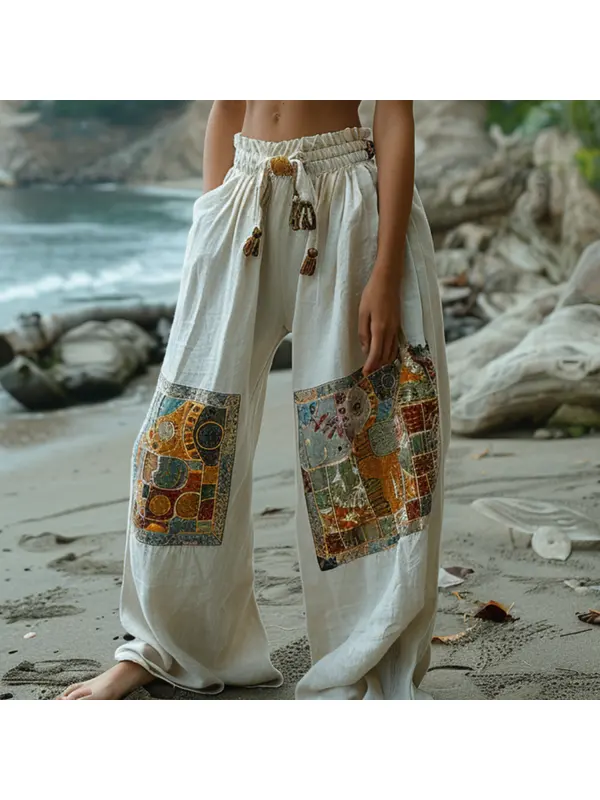 Resort Print Loose Trousers - Viewbena.com 