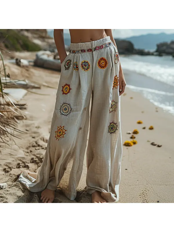 Beach Resort Printed Loose Trousers - Viewbena.com 