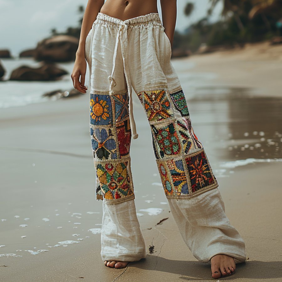 

Ethnic Resort Linen Loose Trousers