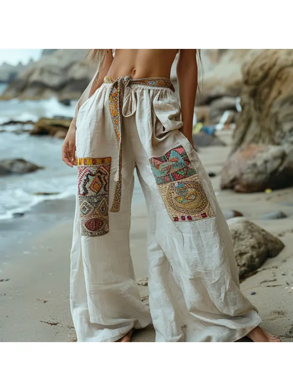 Resort Bohemian Style Loose Trousers - Viewbena.com 