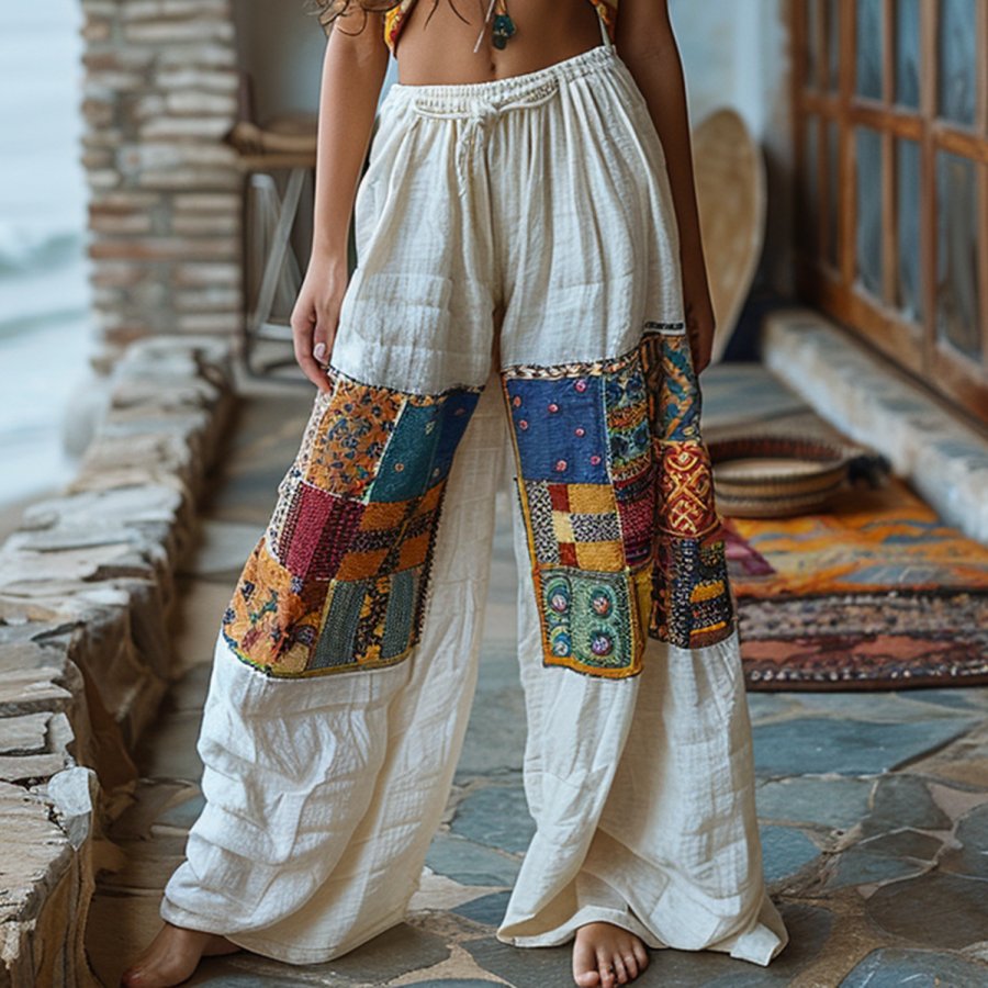 

Beach Vacation Linen Loose Trousers