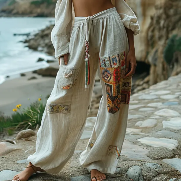 Women's Resort Bohemian Style Loose Trousers - Elementnice.com 