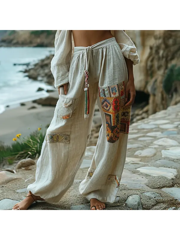 Women's Resort Bohemian Style Loose Trousers - Viewbena.com 