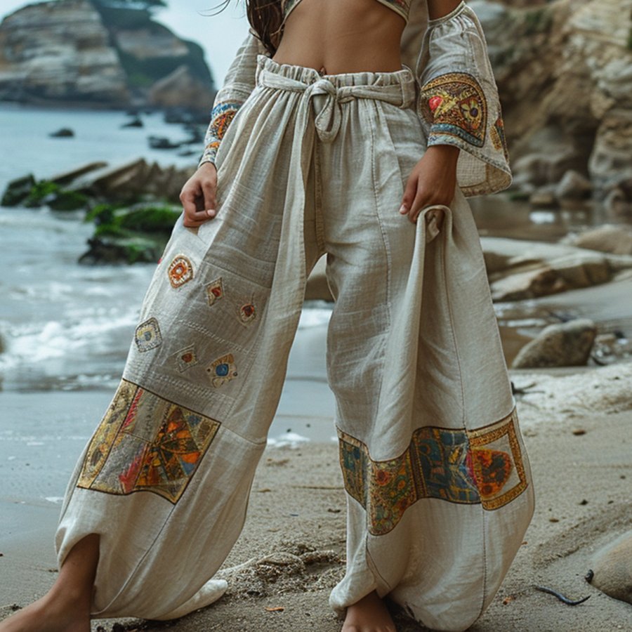 

Resort Ethnic Print Loose Trousers