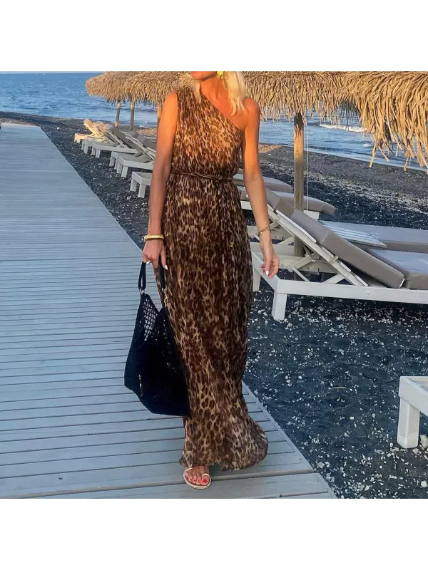 Vacation Leopard Print Seaside Long Skirt - Realyiyi.com 