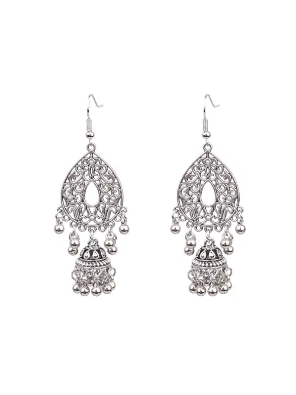 Women's Bohemian Hollow Tassel Rice Bead Earrings - Viewbena.com 