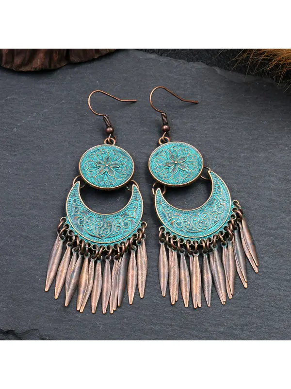 Women's Bohemian Flower Crescent Tassel Tassel Earrings - Realyiyi.com 