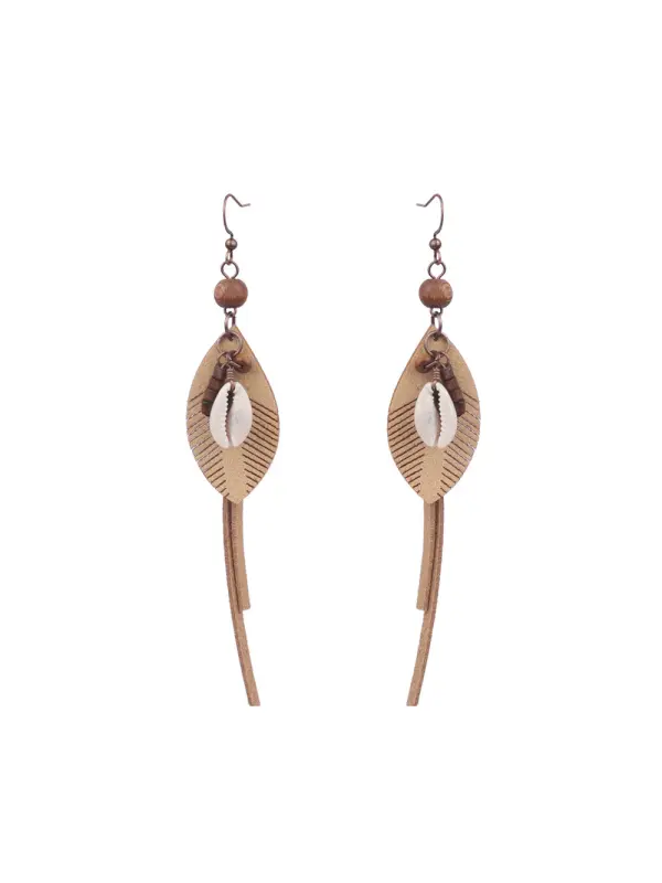 Women's Bohemian Shell Long Tassel Earrings - Viewbena.com 