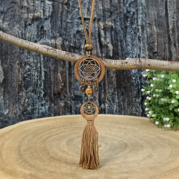 Women's Bohemian Dreamcatcher Tassel Earring Necklace Set - Yiyistories.com 