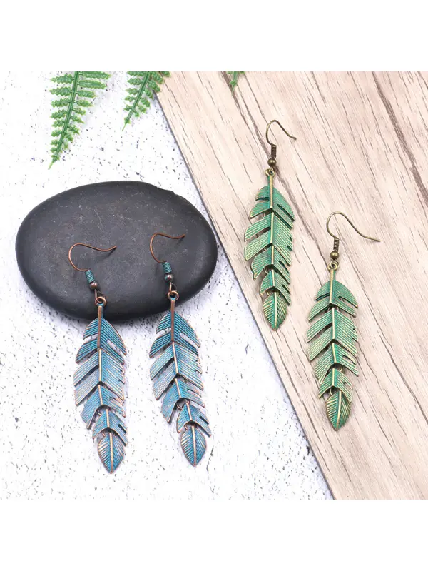 Women's Bohemian Feather Alloy Earrings - Viewbena.com 