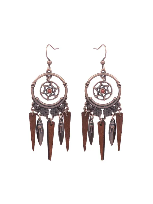 Women's Bohemian Ethnic Style Tassel Alloy Earrings - Realyiyi.com 