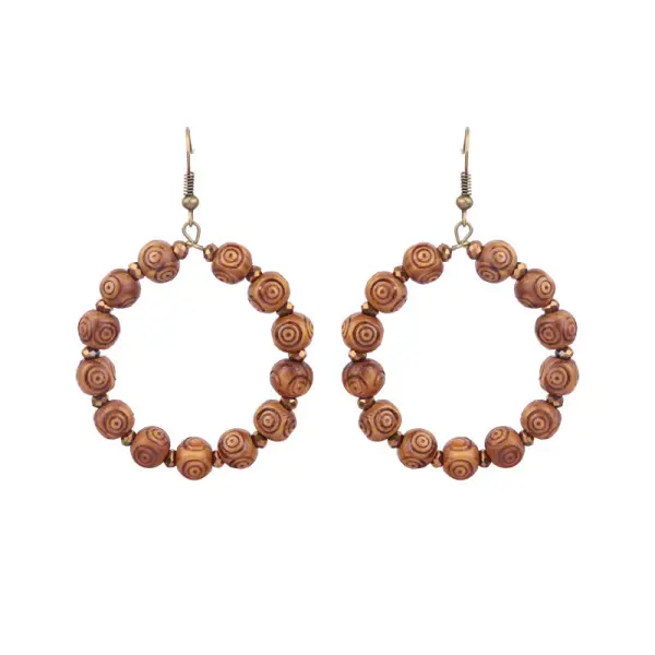 Women's Bohemian Retro Wooden Geometric Tassel Earrings - Yiyistories.com 