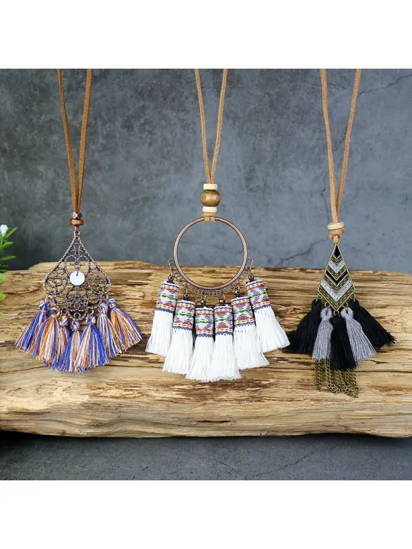 Women's Bohemian Tassel 3-pack Necklace - Cominbuy.com 