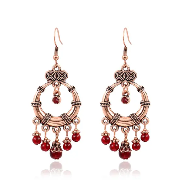 Women's Bohemian Garnet Earrings - Yiyistories.com 