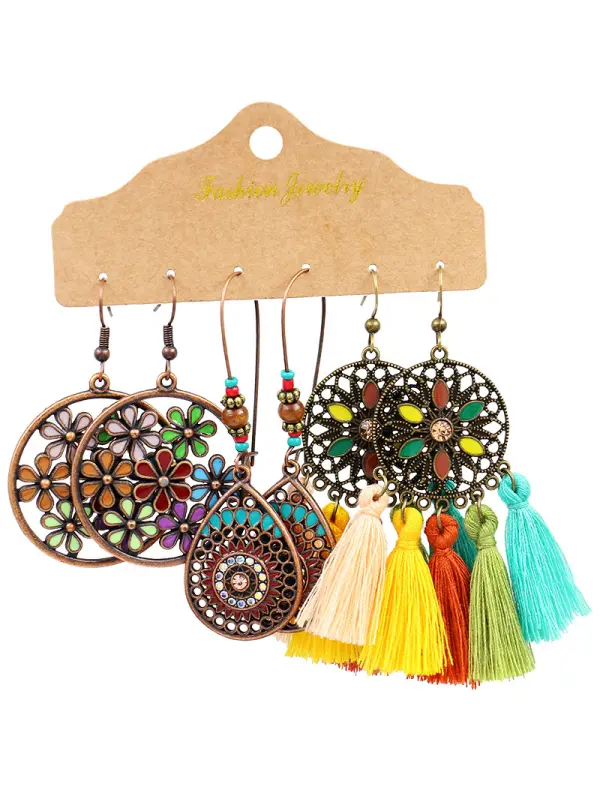 Women's Bohemian Tassel Earrings 3-Set Combination - Cominbuy.com 