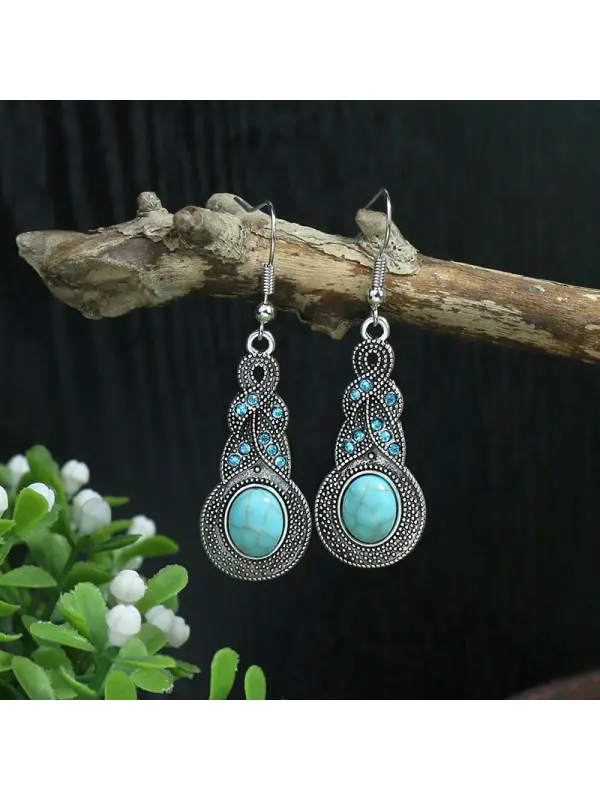 Women's Bohemian Geometric Metal Turquoise Earrings - Realyiyishop.com 