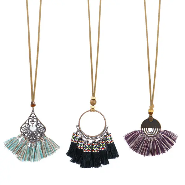 Women's Bohemian Tassel 3-pack Necklace - Yiyistories.com 