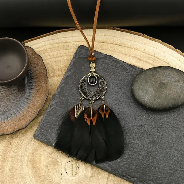 Women's Bohemian Dreamcatcher Pendant Necklace - Yiyistories.com 