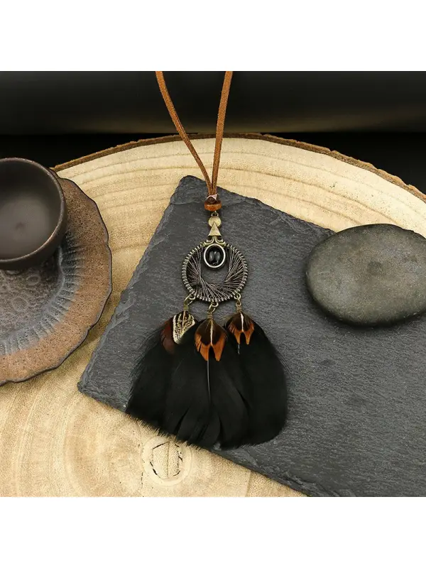 Women's Bohemian Dreamcatcher Pendant Necklace - Realyiyi.com 