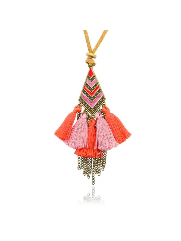 Women's Bohemian Diamond Tassel Necklace - Viewbena.com 