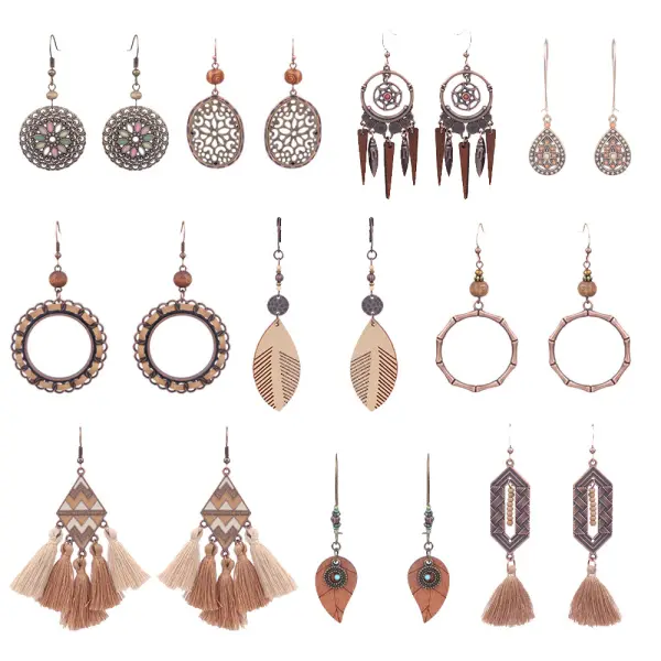 Women's Bohemian Ethnic Style Tassel Alloy Earrings - Yiyistories.com 