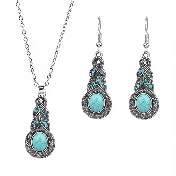 Women's Bohemian Flower Hollow Necklace Earring Set - Yiyistories.com 