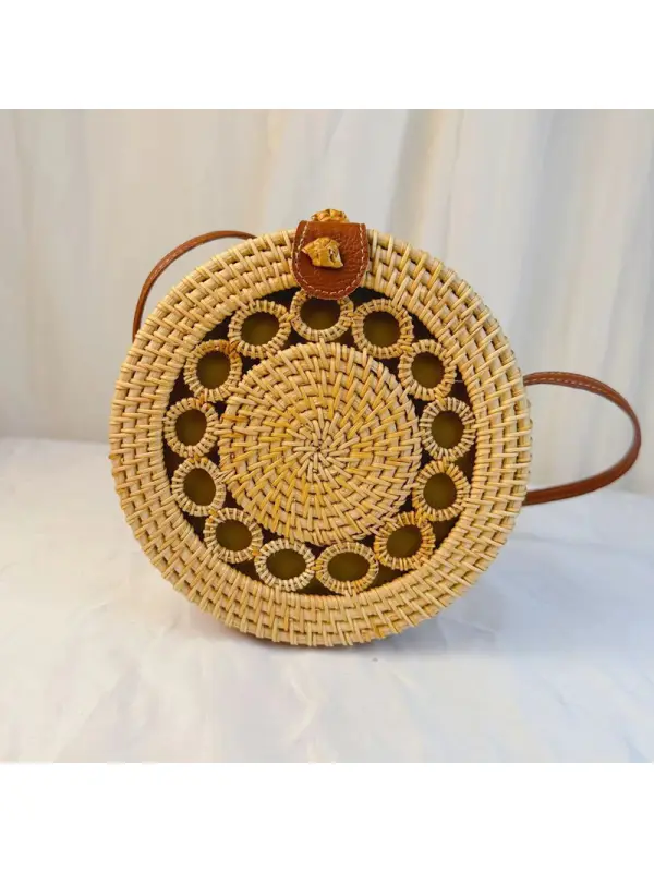 Retro Literary Woven Round Bag - Cominbuy.com 