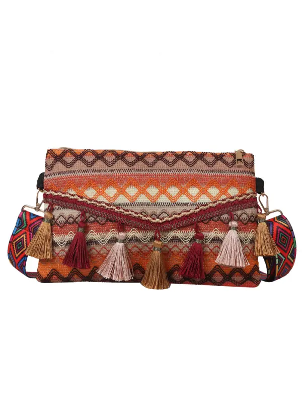 Ethnic Woven Bag Bohemian Tassel Bag - Viewbena.com 