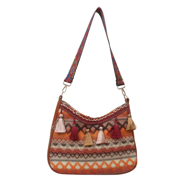 Ethnic Braided Bohemian Fringed Crossbody Bag - Trisunshine.com 