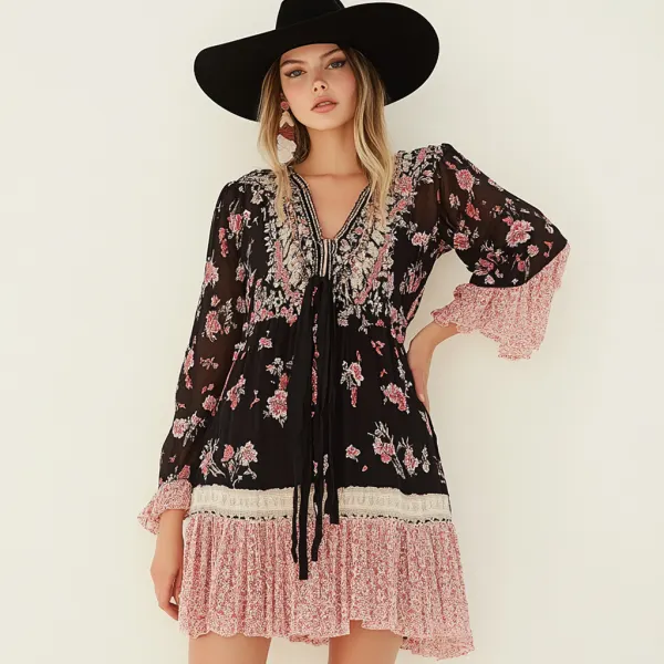 Retro Western Cowboy Style Casual Dress - Yiyistories.com 