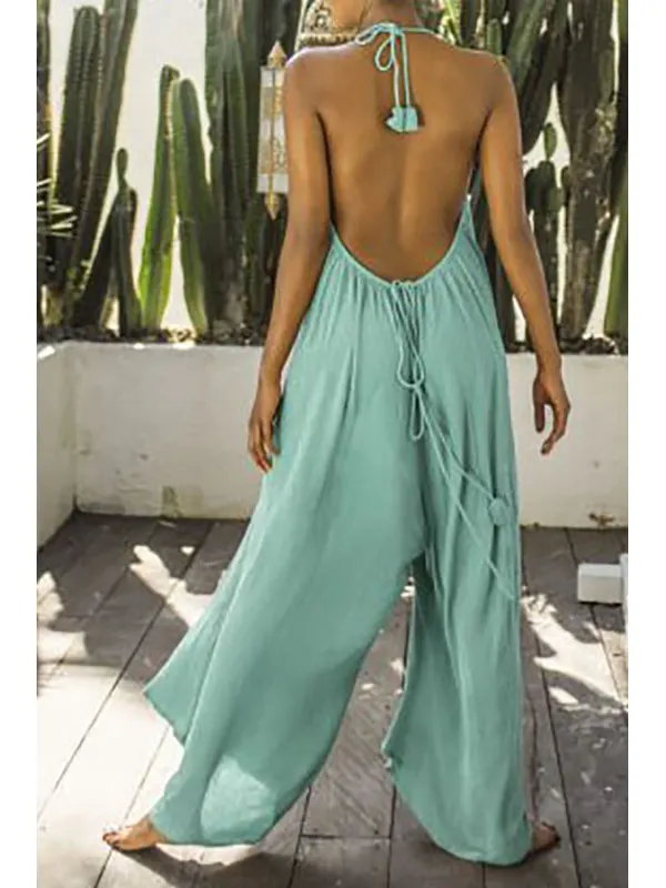 Halter Drawstring Halter Sexy Jumpsuit - Hoplady.chimpone.com 