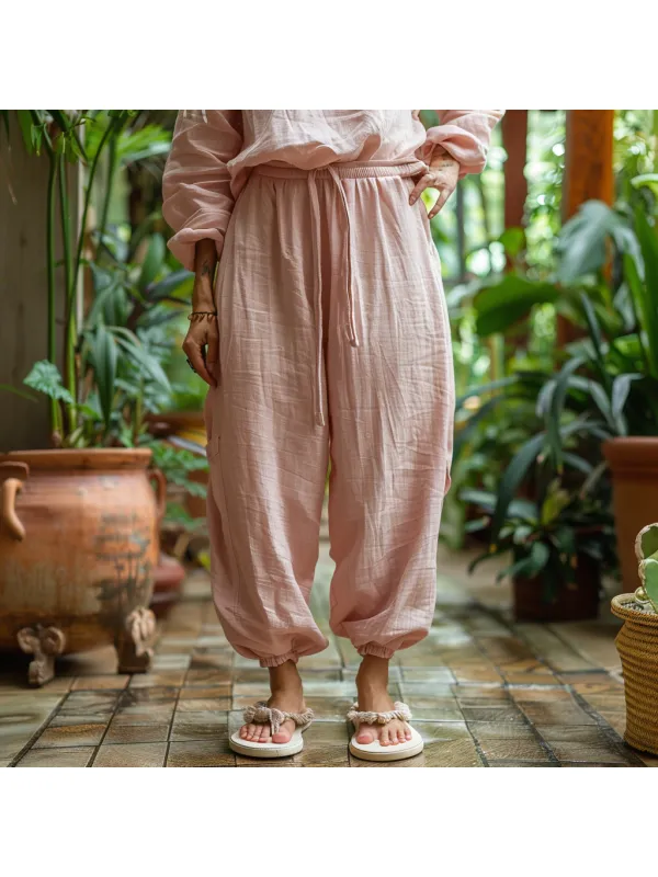 Linen Loose And Comfortable Granny Pants Simple Linen Bloomers - Realyiyishop.com 