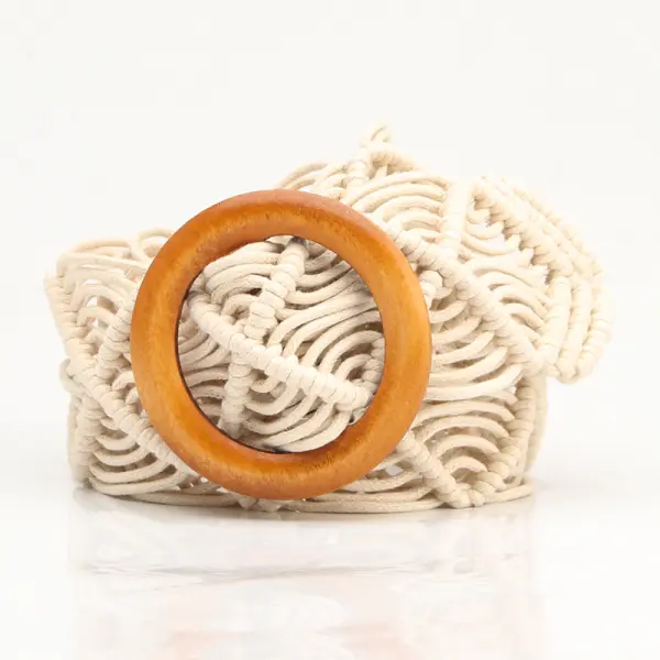 Vintage Wax Rope Hollow Woven Belt - Yiyistories.com 