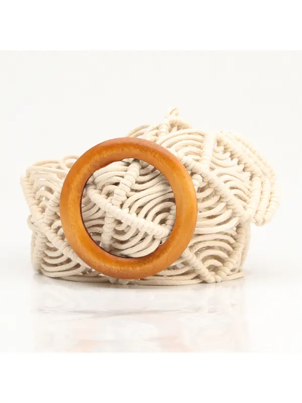 Vintage Wax Rope Hollow Woven Belt - Realyiyi.com 