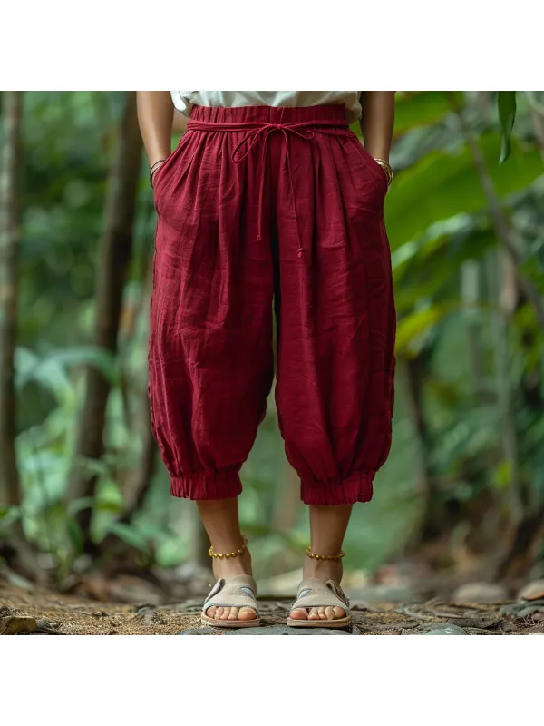 Linen Loose And Comfortable Granny Pants Simple Linen Bloomers - Realyiyishop.com 