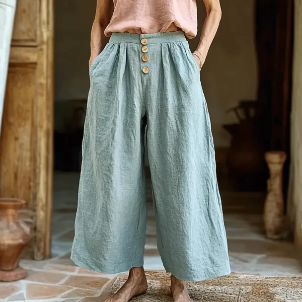 Women's Linen Solid Color 9-point Harem Pants - Albionstyle.com 