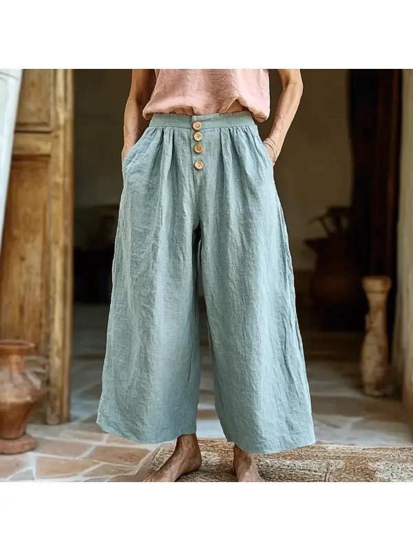 Women's Linen Solid Color 9-point Harem Pants - Realyiyishop.com 