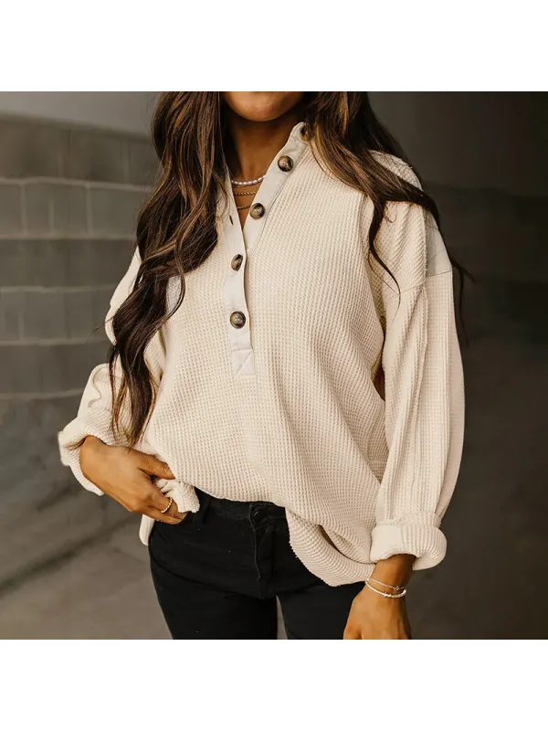 Women's Versatile Textured Long Sleeve Sweater - Cominbuy.com 