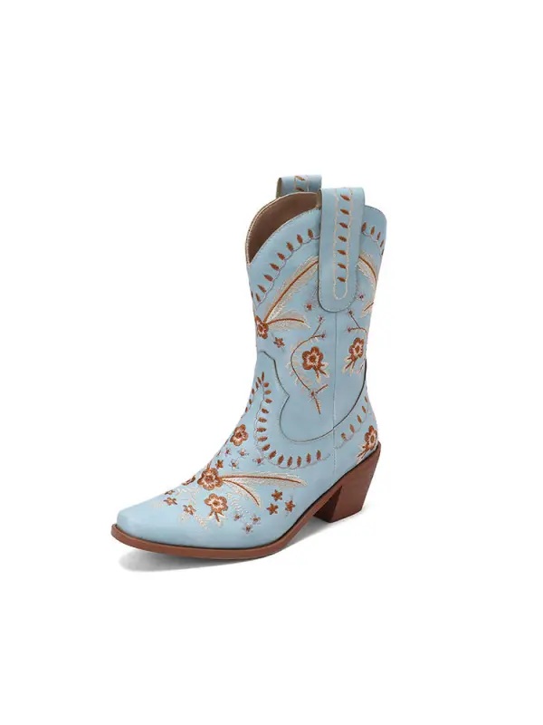 Women's Western Cowboy Vintage Pointed Toe Rider Boots - Cominbuy.com 