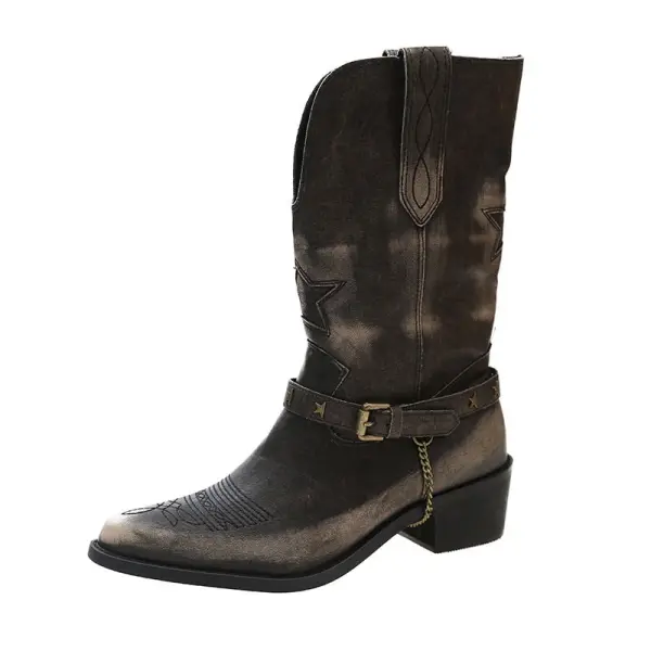 Women's Vintage Distressed Western Cowboy Boots - Cotosen.com 